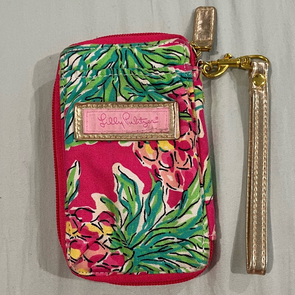 Lilly Pulitzer Tropical Pink and Green Wristlet